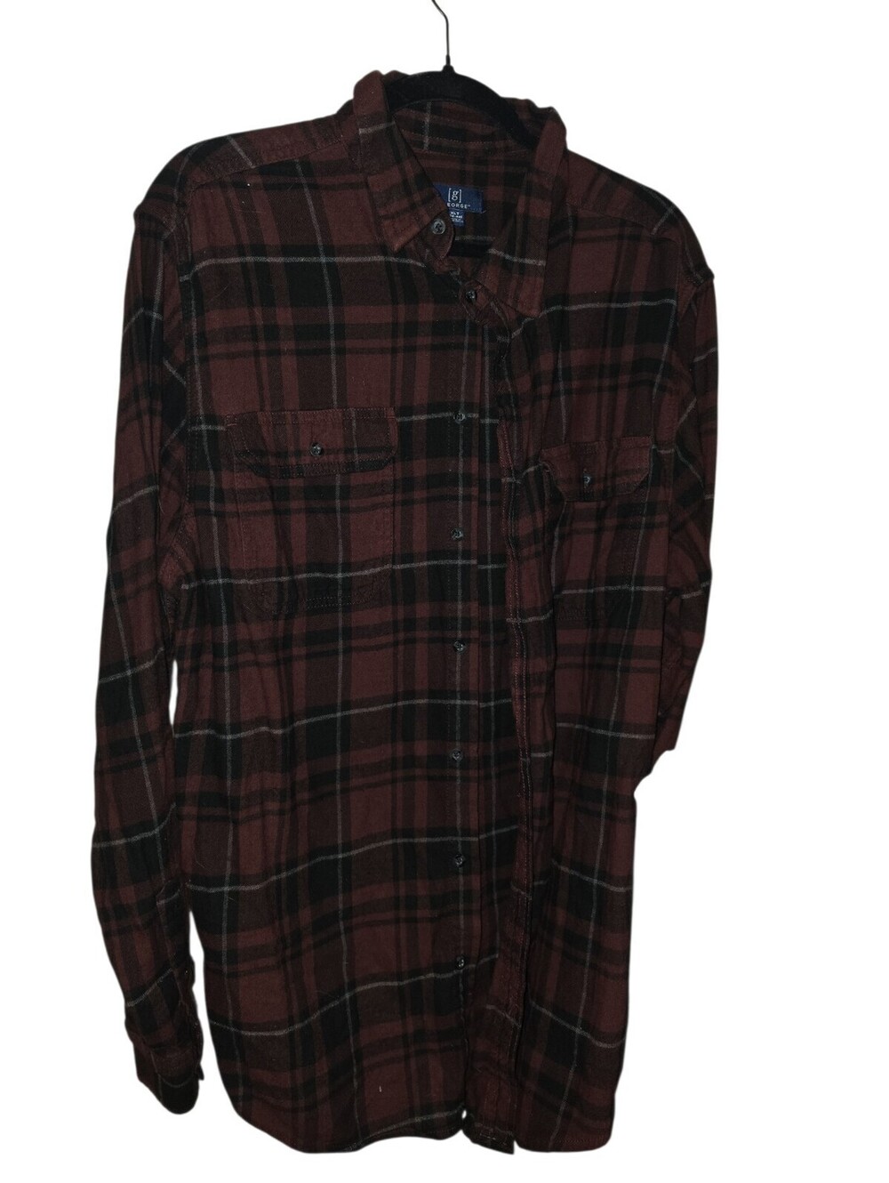 George Men's Long Sleeve Flannel Shirt Red Multicolor Plaid Size Xlt (46-48)
